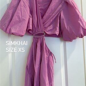 Jonathan Simkhai Pink Puff-Sleeve Mini Dress